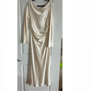Selfie Leslie Cream Asymmetrical Ruched Gown
